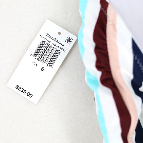 Shoshanna Women Multicolor Striped Beach Cross Back One Piece Swimsuit Size US 6 - Picture 6 of 7